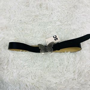 NWT SO black faux leather silver butterfly Y2K belt size medium